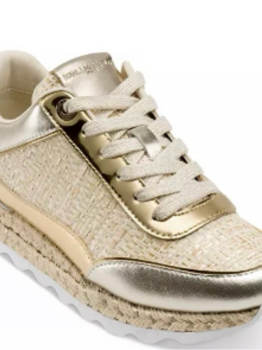 Karl Lagerfeld Gold Metallic Woven Espadrille Sneaker Miara